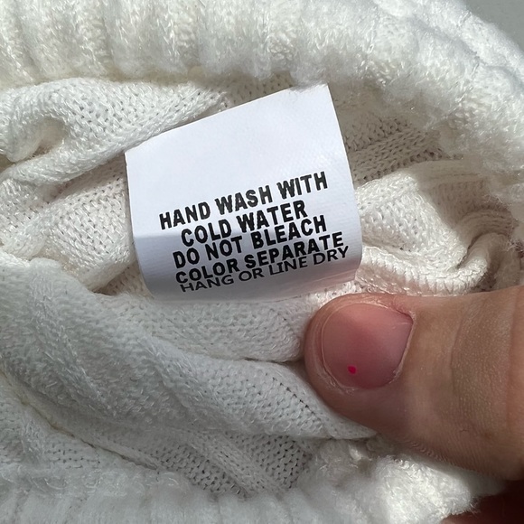 NWOT white striped knit cropped Crewneck long sleeve sweater with tie detail - Picture 10 of 14